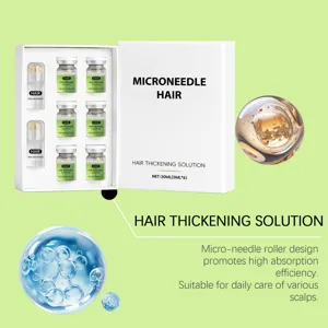 Hair thickening solution with micro-needle roller design for daily scalp care and hair nourishment.