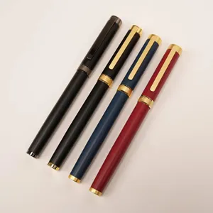 Detail view of Yong Sheng metal rollerball pen, weighted barrel, professional business gift.