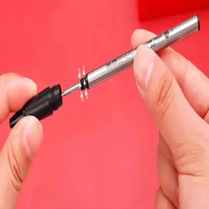 Metal rollerball pen refill 0.5mm smooth writing replacement black ink stationery office.