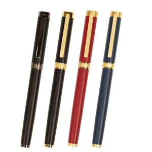 Premium metal rollerball pen heavy feel business office signature gift pens set of four colors.