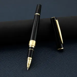 High-end metal rollerball pen, smooth writing business signature pen in black and gold.