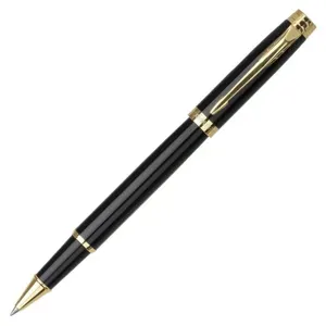 Classic black and gold metal rollerball pen, elegant business office sign pen for daily writing.