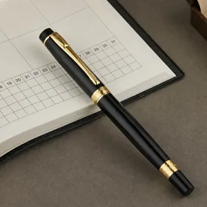 High End Metal Rollerball Pen Business Office Signature Writing Pen Black And Gold Luxury Gift Pen