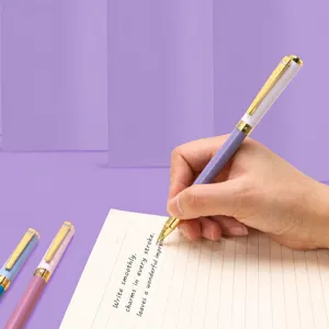 Minimalist Stainless Steel Gel Pen Morandi Color Smooth Writing Business Office Signature Pen Metal Pen Gift