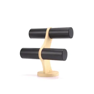 Minimalistischer zweistufiger Schmuckständer aus Bambus für Armbänder und Uhren