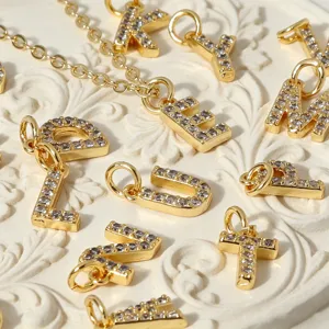Goldene Strass Alphabet Buchstaben Anhänger DIY Mode Halskette Schmuck Zubehör.