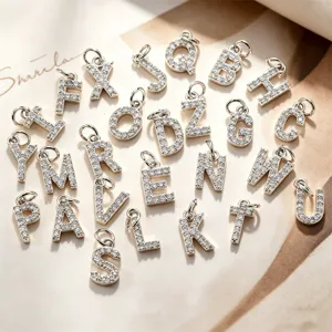 Kristall Buchstaben Anhänger Strass Alphabet Charms DIY Schmuck Herstellung Halskette