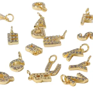 Goldene Strass Initialen Buchstaben Charms DIY Schmuck Anhänger Halskette Zubehör