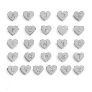 Edelstahl Herz Buchstaben Anhänger Detailansicht, DIY Alphabet Charms für Schmuck.