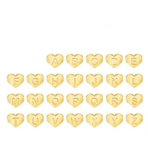 Edelstahl goldene Herz Buchstaben Anhänger A bis Z, ideal für DIY Schmuck basteln.