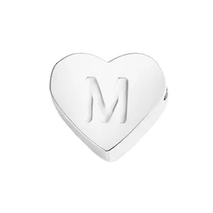 Edelstahl Herz Buchstabe M Anhänger DIY Charm für Armband Halskette Schmuck Zubehör