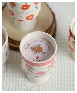 French retro ceramic scented candle cup, high-foot candle holder for party home decor