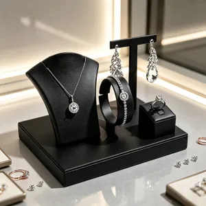 Espositore Gioielli in Pelle Supporto Collana Anello Orecchino Bracciale Vassoio Organizzatore Per Negozio Di Gioielli Casa