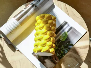 Gelbe Keramik Zitrone Blase Vase für Heimdekoration, moderne kreative Zylinder Tischdekoration.