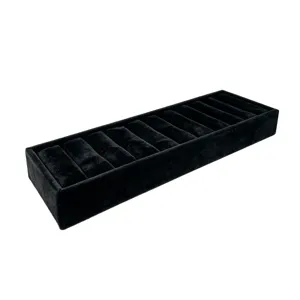Elegant 10-slot black velvet rectangular bracelet display tray and jewelry organizer