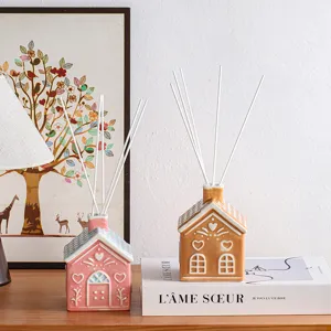 Nordische keramische huis aroma diffuser fles set voor huisdecoratie, schattige bureau ornament.