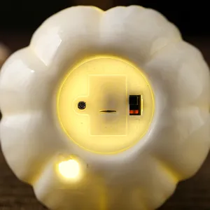 Halloween keramische pompoen LED lamp, werkt op batterijen decoratief tafelornament