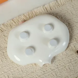 White ceramic soap dish with four anti-slip feet bottom view modern bathroom storage tray