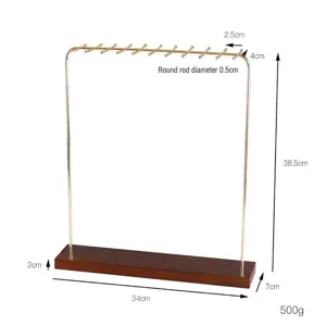 Large wooden necklace and bracelet display stand with detailed dimensions and weight