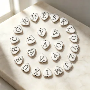 Silver heart letter pendants DIY jewelry charms alphabet necklace accessories lovely design