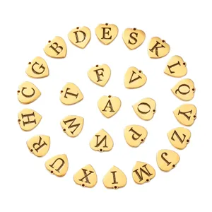 Gold heart letter pendant necklace charm fashion initial jewelry gift for women chic style.