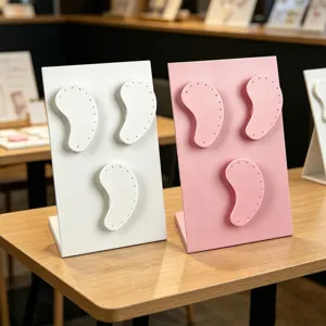 Soporte magnético para pendientes en forma de L con 3 posiciones en blanco y rosa