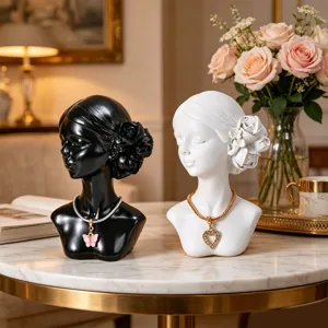 Elegantes bustos de resina para exhibir joyas, collares y pendientes, juego de dos