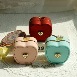 Creative Apple Shaped Jewelry Gift Box Matte Finish Heart Clasp Storage Case For Rings Necklaces Christmas Valentine Gift