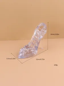 Transparent crystal high heel shoe display stand with dimensions 12x5.5x10cm