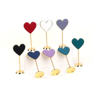 Hartvormige Oorbel Display Standaard Microvezel Metalen Sieradenhouder Oorknopjes Organizer Boutique Display Rek Goud Metalen Voet