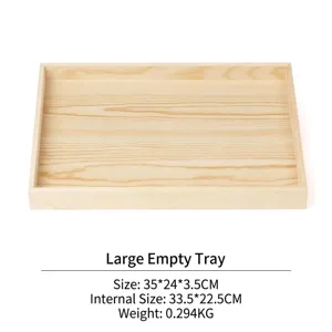 Grande vassoio in legno massello per gioielli, dettagli dimensioni 35x24x3,5cm