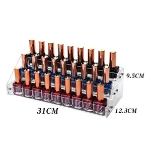 3-tier clear acrylic nail polish organizer rack with dimensions 31x12.3x9.5cm