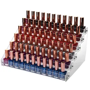 6-tier clear acrylic nail polish display stand for professional salon desk storage