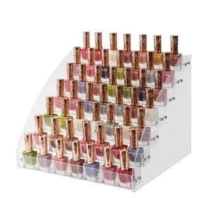 Transparent 6-tier acrylic nail polish display stand rack for desktop makeup storage