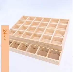 Espositore per gioielli in legno massello con 24 scomparti per anelli e accessori