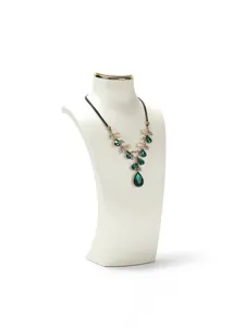 Elegant white humanoid mannequin bust stand for necklace jewelry display and store presentation