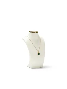 Professional white leather necklace mannequin bust display with elegant gold rim detail