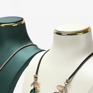 High-end brushed leather necklace display stand mannequin bust for jewelry counter