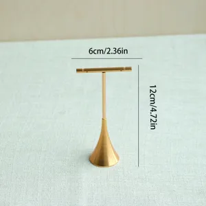 Vista dettagliata del supporto per orecchini in metallo con dimensioni 12 cm e 6 cm