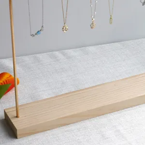 Large solid wood necklace display stand for elegant jewelry storage and presentation