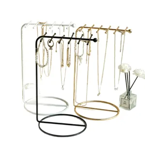 Creative iron jewelry stand for necklace and bracelet storage in black white gold
