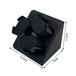 Carbon fiber PU leather automatic watch winder with 3 slots and memory foam pillows