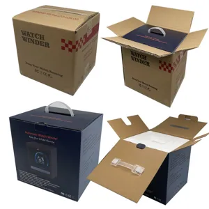 Detailed unboxing view of the automatic watch winder protective packaging and contents