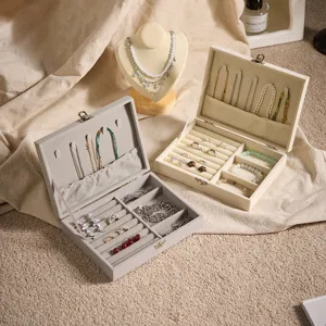 Close-up of high-grade velvet jewelry box interior with necklace hooks and ring slots.