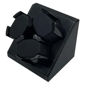 3 Slot Automatic Watch Winder Black Carbon Fiber PU Leather Quiet Motor With Memory Foam Pillows Watch Winder Box For Mechanical Watches