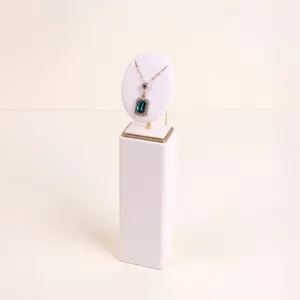 Elegant off-white microfiber jewelry stand set for necklace and pendant display