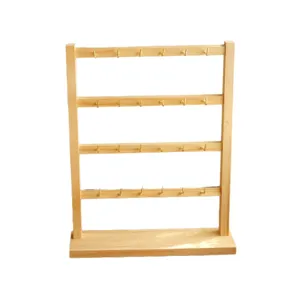 Luxe 4-laags massief houten sieradendisplay met haken voor oorbellen en armbanden
