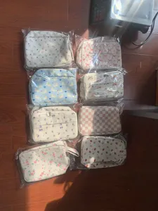 Corduroy pencil case multi-pattern double layer portable large capacity stationery cosmetic storage bag