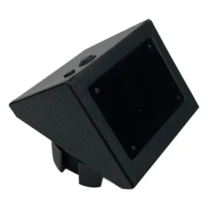 Detail shot of a carbon fiber PU leather watch winder showing its textured surface.