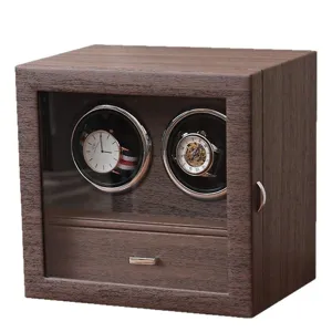 Carica Orologi Automatico Doppio Rotatore Verticale Pelle PU Cassetto Gioielli Motore Silenzioso Scatola Orologi Meccanici